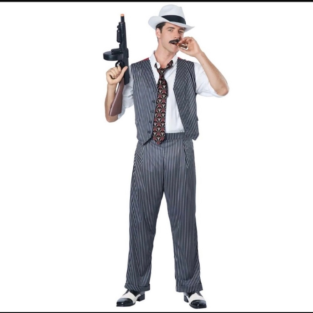 Mobster Adult Pinstripe Suit Halloween Costume XL